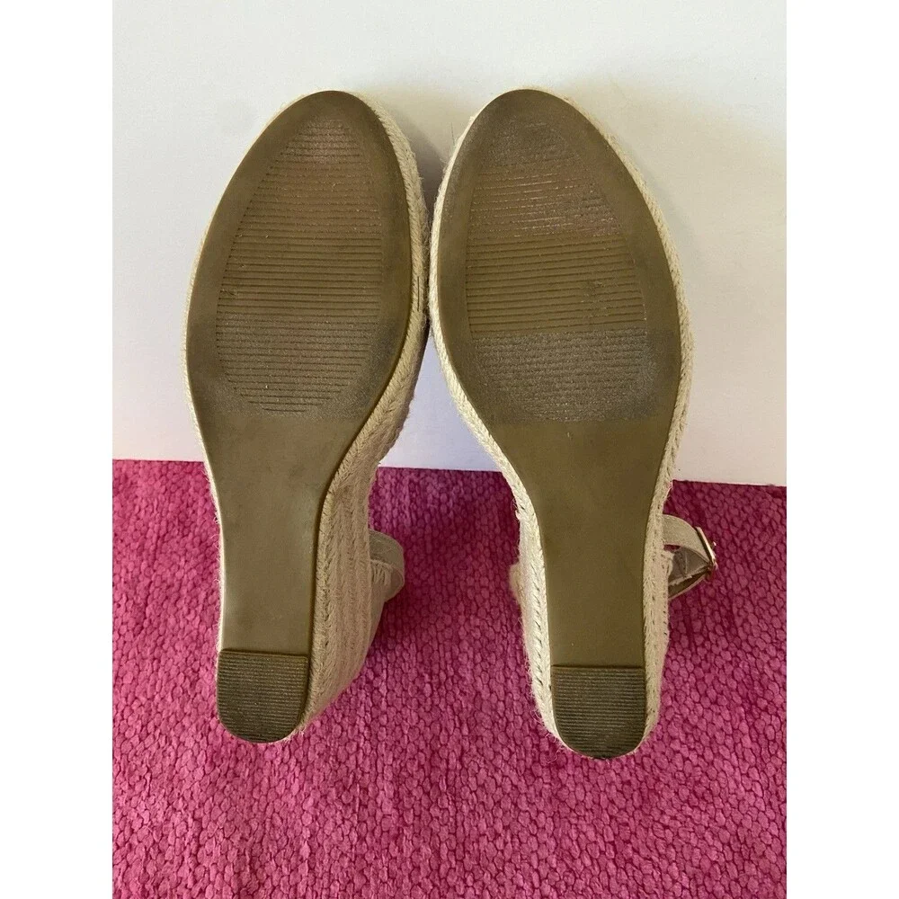 Draper James Iris Espadrille Wedge Heels Ankle Strap Natural Tan Canvas Size 7.5